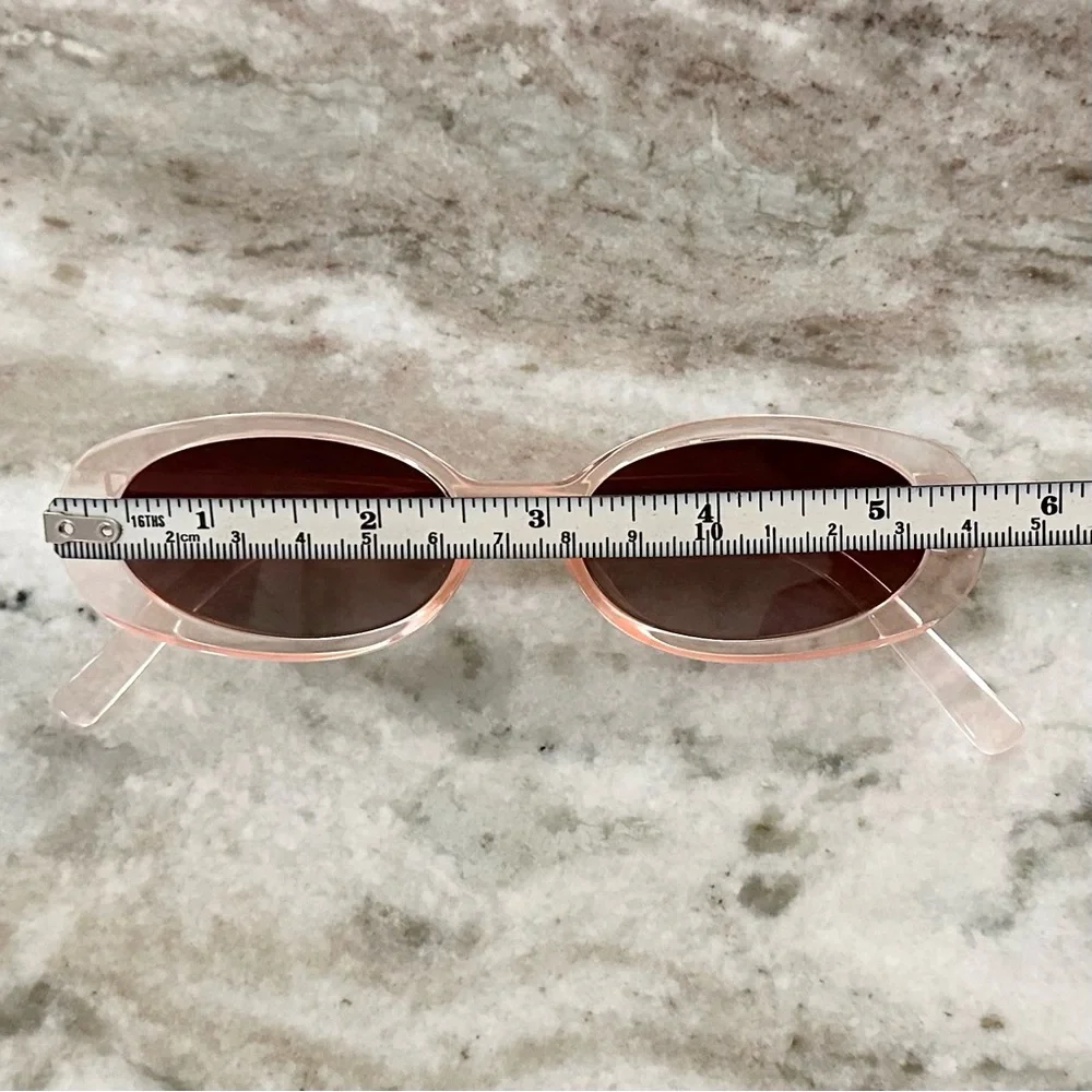 Pink Clear Oval Retro Style Sunglasses- Beach Vacation Vintage Inspired - Picture 12 of 16
